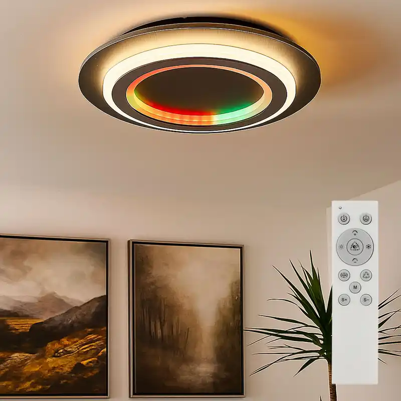 Koopje LED plafondlamp, dimbaar, afstandsbediening, D 34 cm