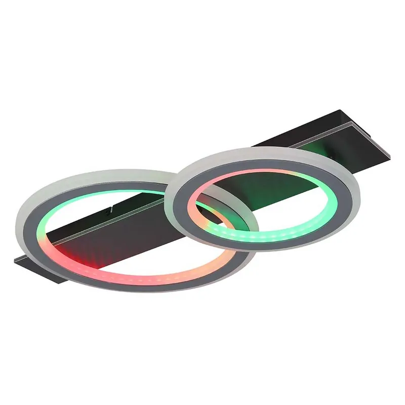 RGB LED plafondlamp, zwart, regenboogeffect, afstandsbediening, L 63 cm Dagaanbieding