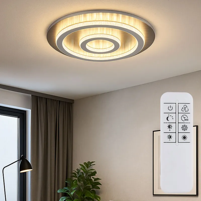 Beperkt Aanbod LED plafondlamp, antraciet, kristallen, dimbaar, afstandsbediening, D 45 cm