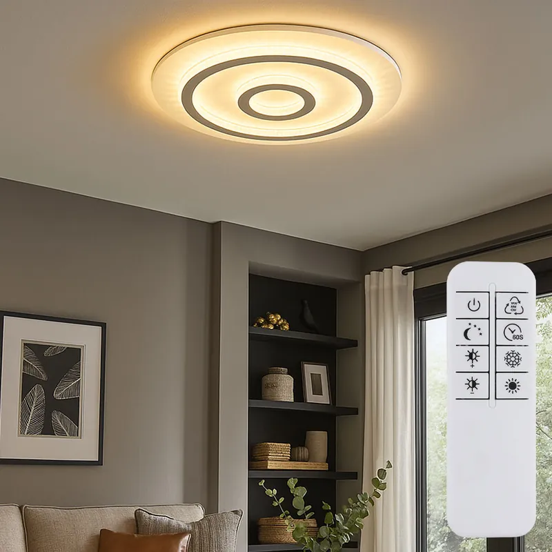 LED plafondlamp, wit, kristallen, dimbaar, afstandsbediening, D 45 cm Op = Op