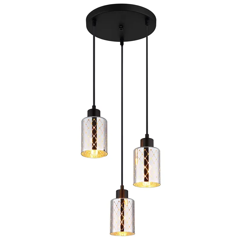 Seizoensaanbieding Hanglamp, verchroomd glas, zwart, H 120 cm