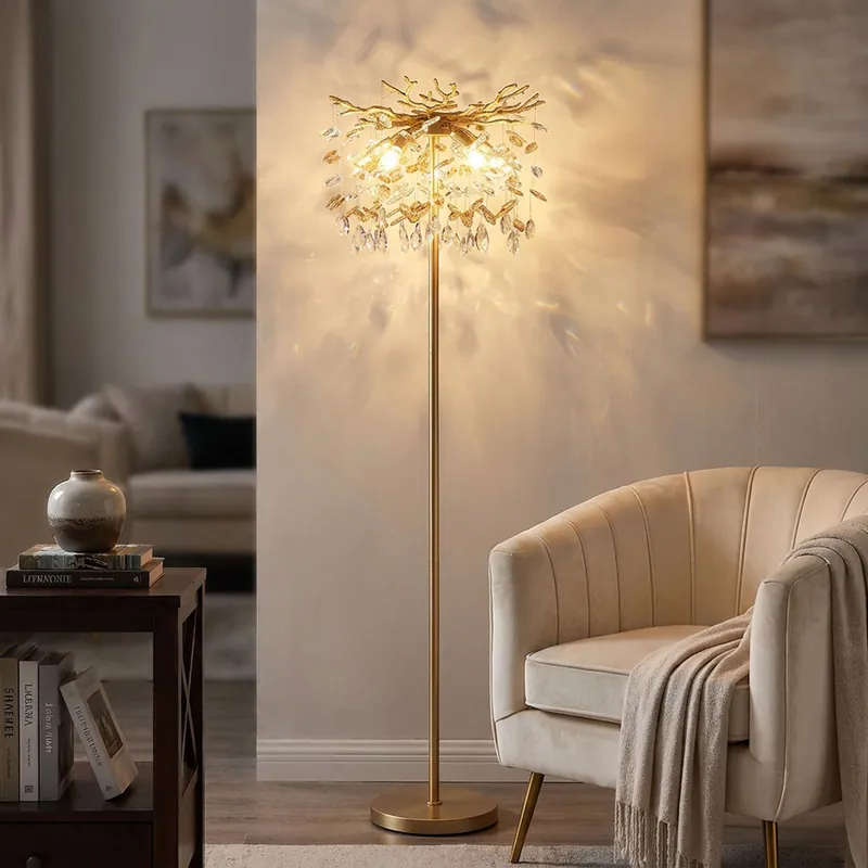 Fabrieksprijs Staande lamp, goud, metaal, flexibele arm, zuil, 5-vlam, H 155 cm