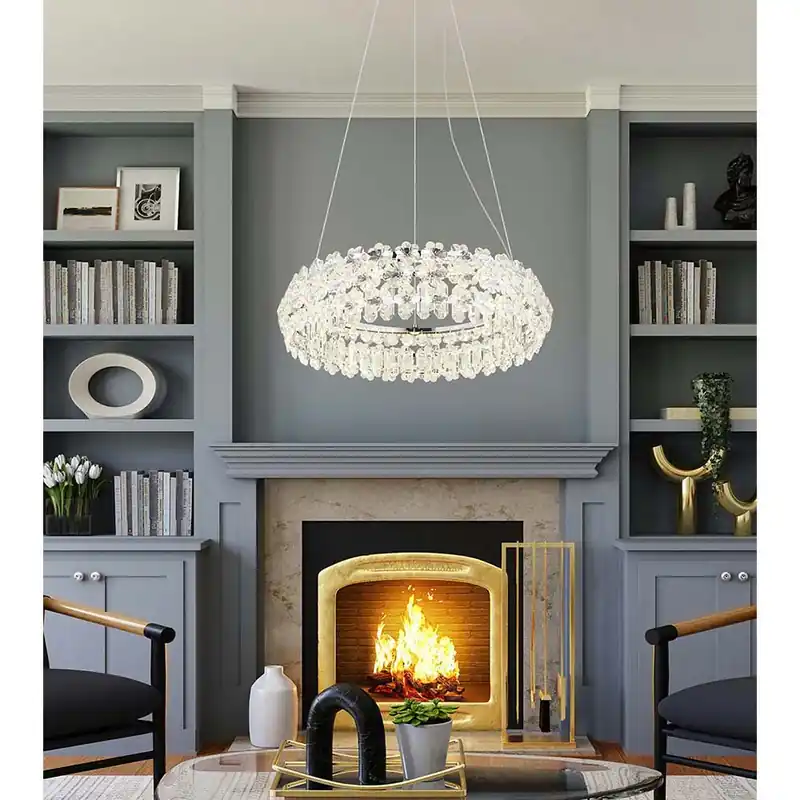 LED hanglamp, chroom, kristallen, D 60 cm Premium
