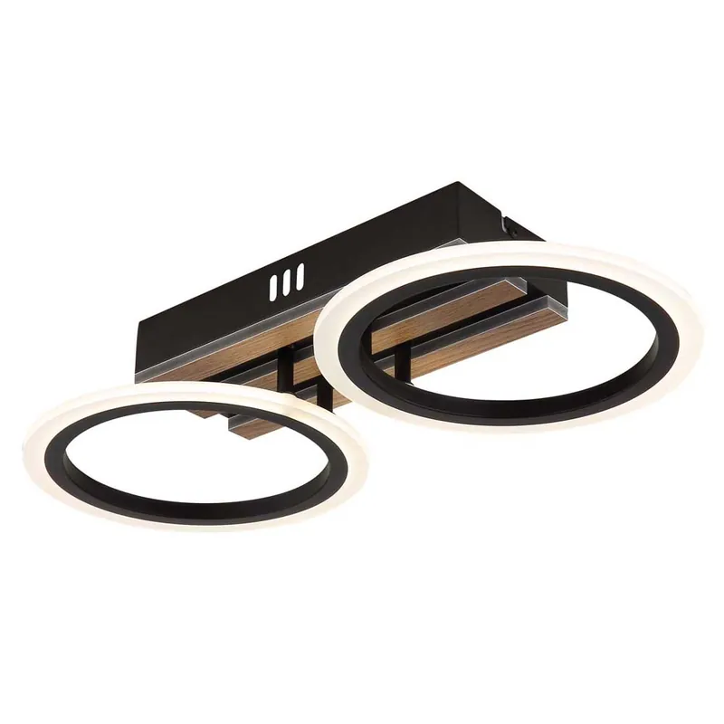 LED-plafondlamp, zwart, houtlook, lengte 44,5 cm Beperkte Voorraad