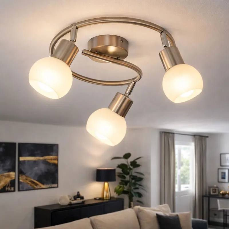 LED plafondlamp, 3-vlam, glas, beweegbare spots, D 25 cm Betrouwbaar