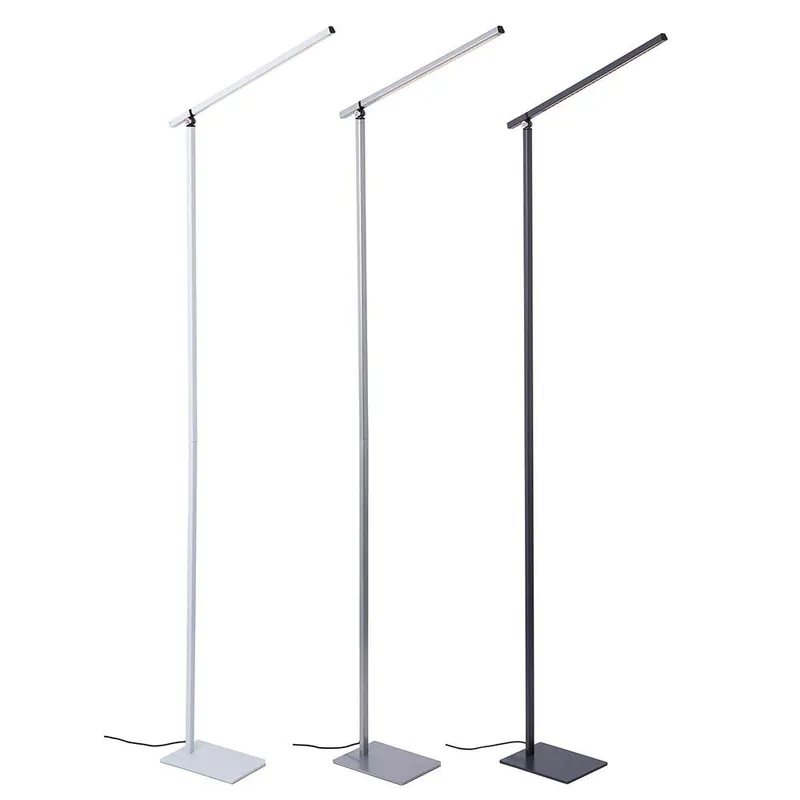 Express Levering LED vloerlamp, metaal zilver, wit, antraciet, touch dimmer, H 145 cm
