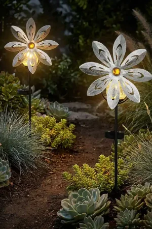 2x LED solarlamp, glazen bol, windmolen, zilvergrijs, H 50 cm Aanbieding