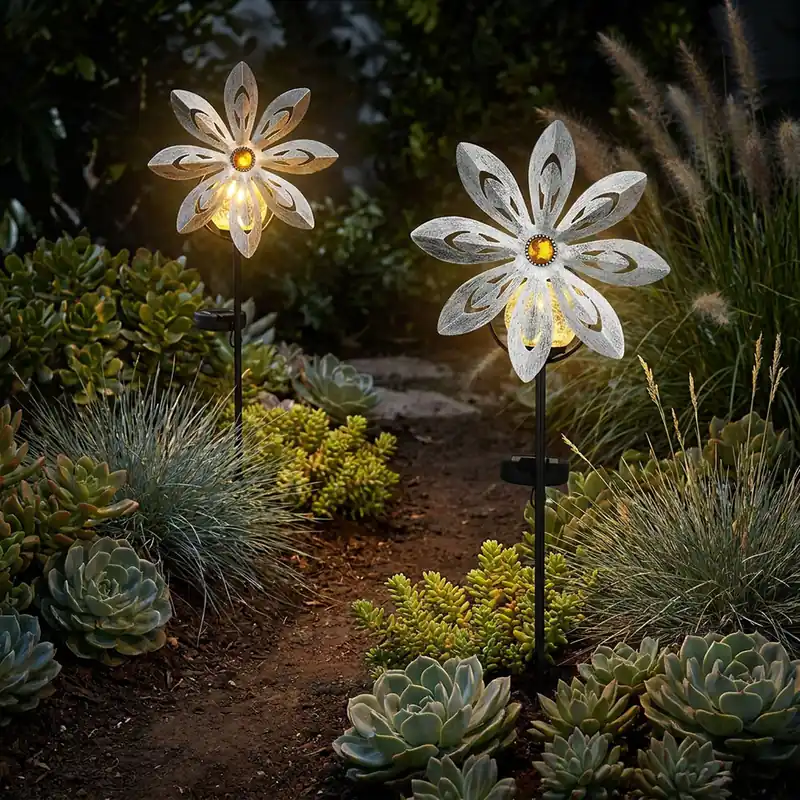 2x LED solarlamp, glazen bol, windmolen, zilvergrijs, H 50 cm Aanbieding
