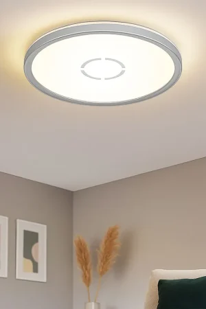 Beste Prijs LED plafondlamp, zilver, achtergrondverlichting, rond, D 29,3 cm