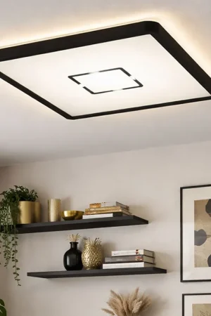 Express Levering LED plafondlamp, zwart, achtergrondverlichting, L 29 cm