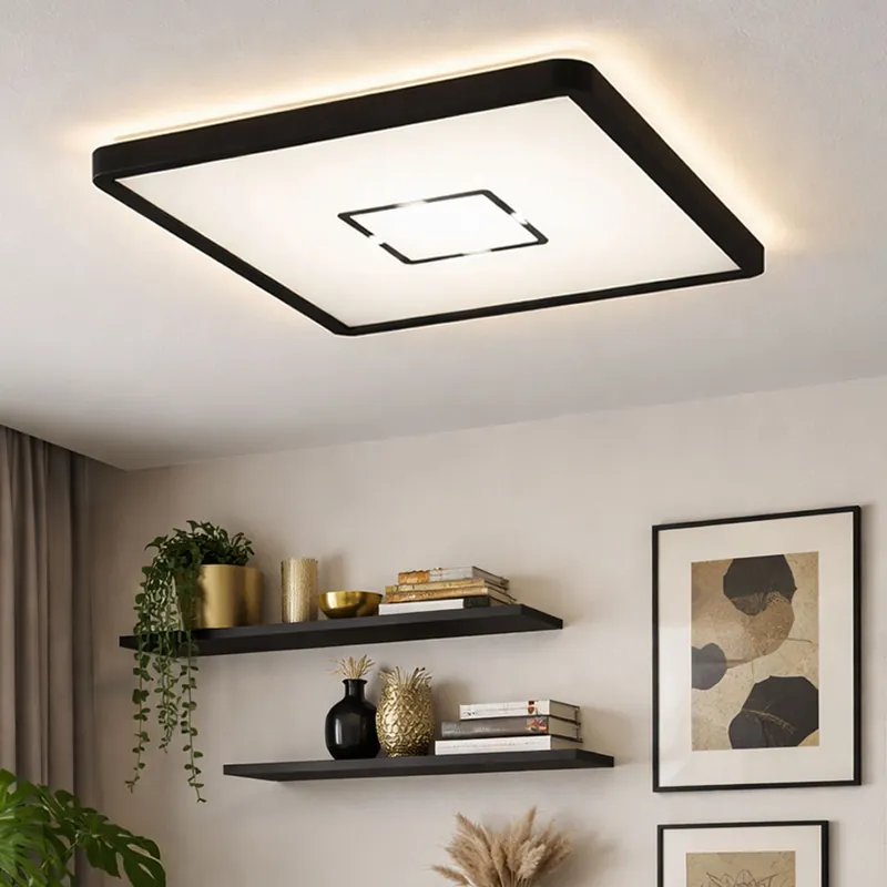Express Levering LED plafondlamp, zwart, achtergrondverlichting, L 29 cm