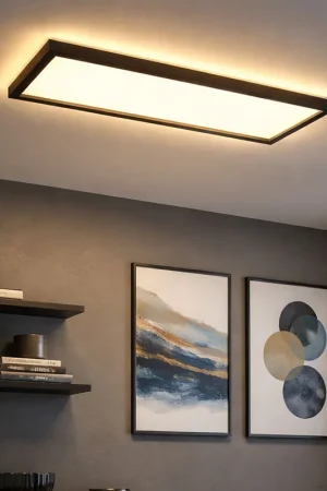 Exclusieve Aanbieding LED plafondpaneel, achtergrondverlichting, zwart, hoekig, L 58,2 cm