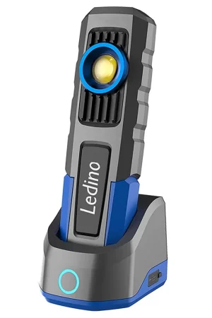 Gratis Verzending LED handlamp, aluminium, zwart, oplaadbare batterij, H 24 cm