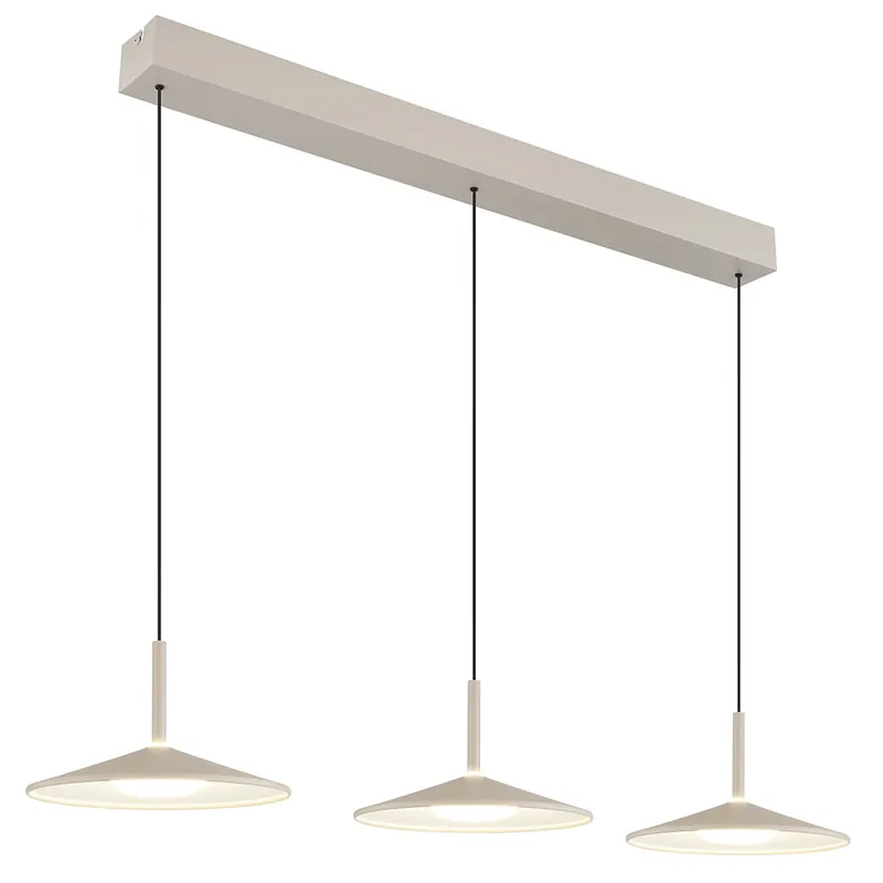 Tijdelijk Beschikbaar LED hanglamp, metaal, zandkleurig, 3-lamps, L 95 cm