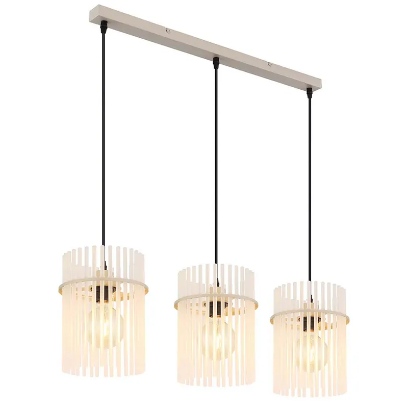 Betaalbaar Hanglamp, beige metaal, satijnglanzende glazen staven, H 140 cm