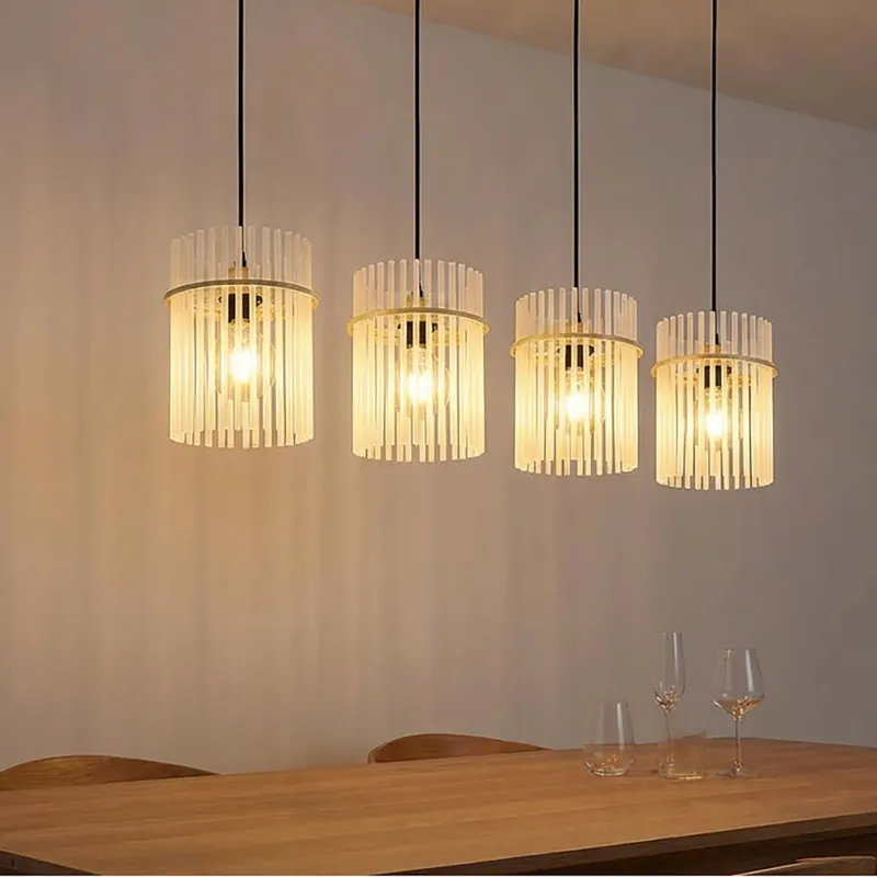 Speciale Aanbieding Hanglamp, metaal, zandkleurig mat, glazen staven, H 140 cm