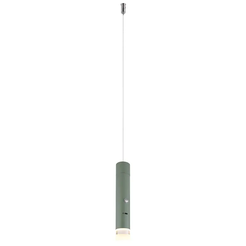 LED-hanglamp, lichtgroen, mat, werkt op batterijen, zaklampfunctie, hoogte 120 cm Seizoensaanbieding