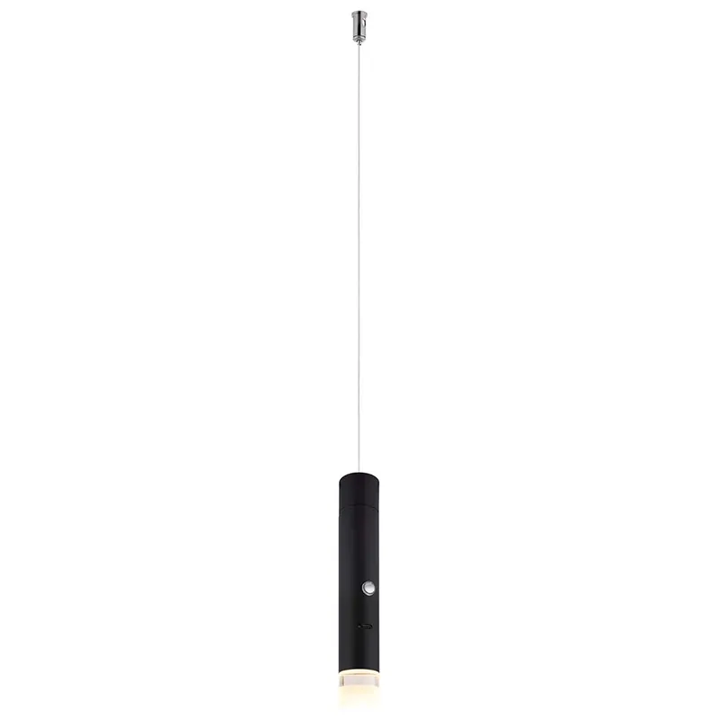Beperkte Voorraad LED-hanglamp, zwart, mat, oplaadbare batterij, zaklampfunctie, hoogte 120 cm