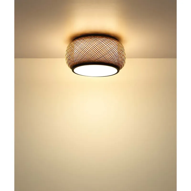 Speciale Aanbieding LED-plafondlamp, zwart, bamboe, geheugenfunctie, D 38 cm