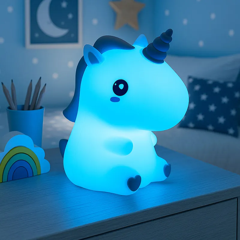 RGB LED kindertafellamp, eenhoorn, kleurverandering, touchdimmer, H 15 cm Gereduceerde Prijs