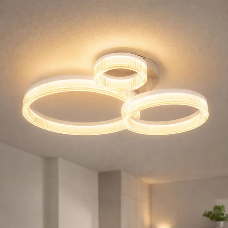 Goedkoop LED plafondlamp, ringen, zandkleurig, wit, L 51 cm