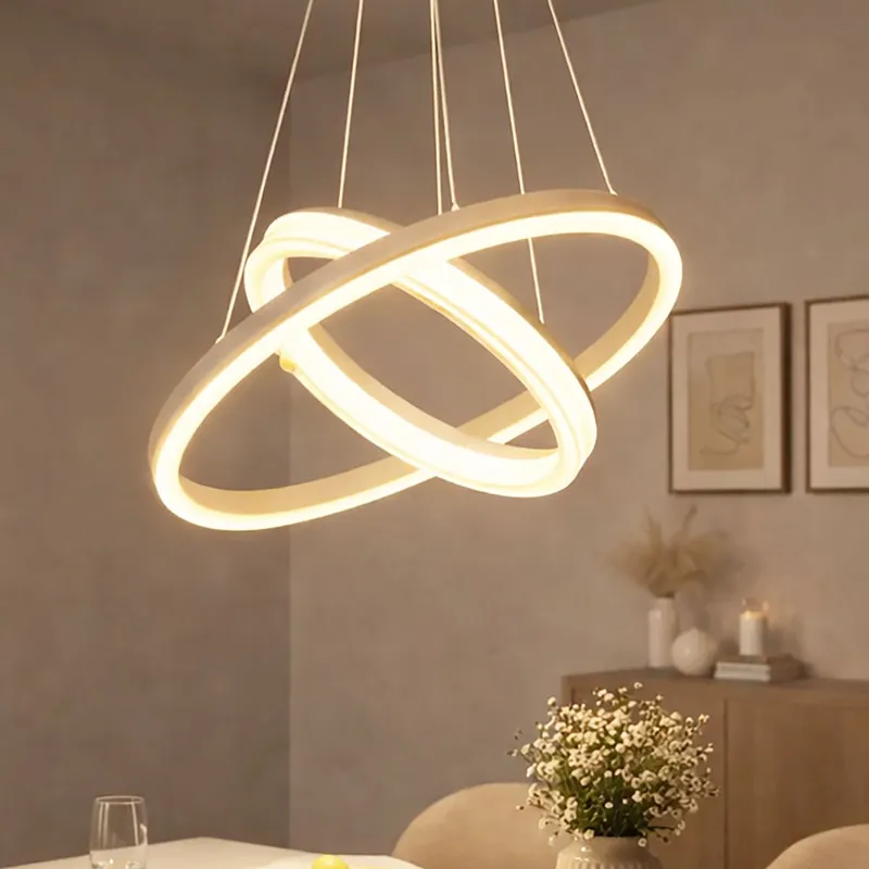 Koop Vandaag LED hanglamp, ringen, zandkleurig, in hoogte verstelbaar, D 50 cm