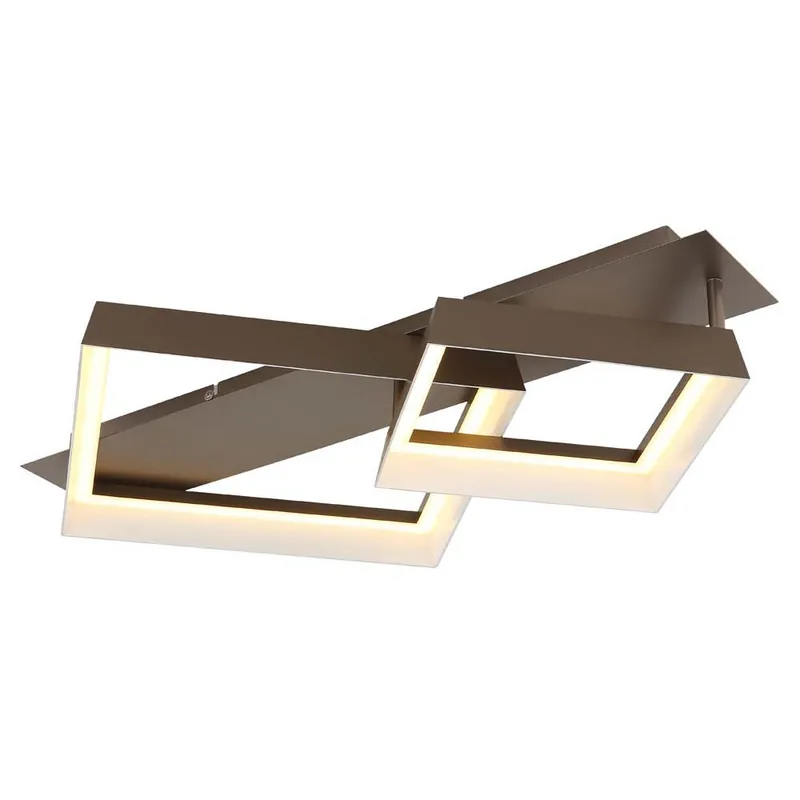 LED-plafondlamp, metaal, opaal, matte koffiekleur, L 68,5 cm Op = Op