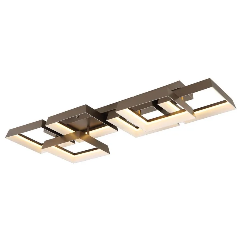 LED-plafondlamp, metaal, opaal, matte koffiekleur, L 102 cm Fabrieksprijs