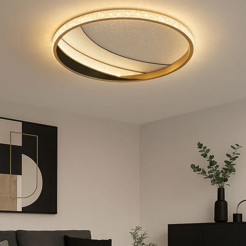 Merkproduct LED plafondlamp, kristal, goud, chroom, CCT, D 41 cm