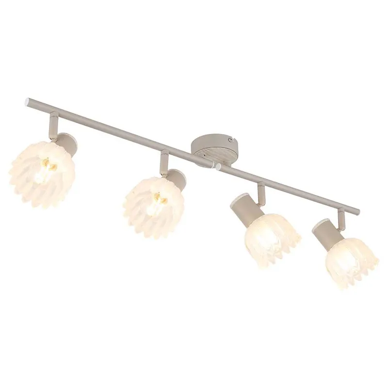 Plafondlamp, glas, zandkleur, bloemenmotief, verstelbaar, lengte 70 cm Snelle Levering