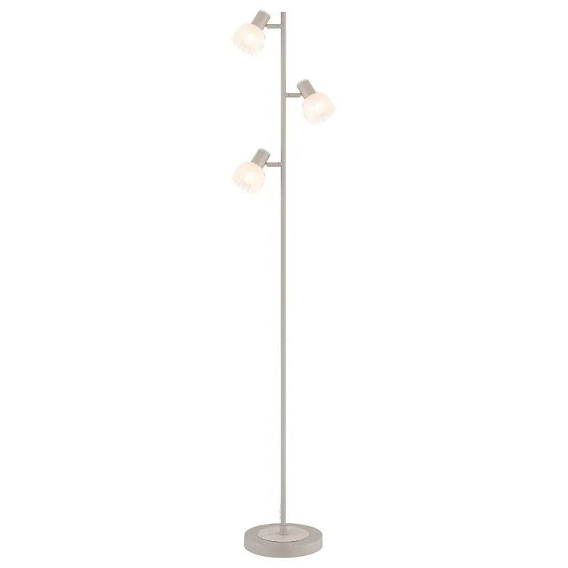 Seizoensaanbieding Staande lamp, glas, zandkleur, bloemenmotief, verstelbaar, hoogte 154 cm