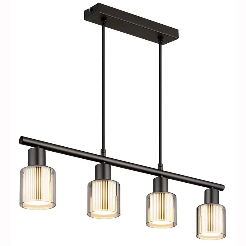 Gecertificeerd Hanglamp, metaal, mat zwart, glas verchroomd, H 120cm