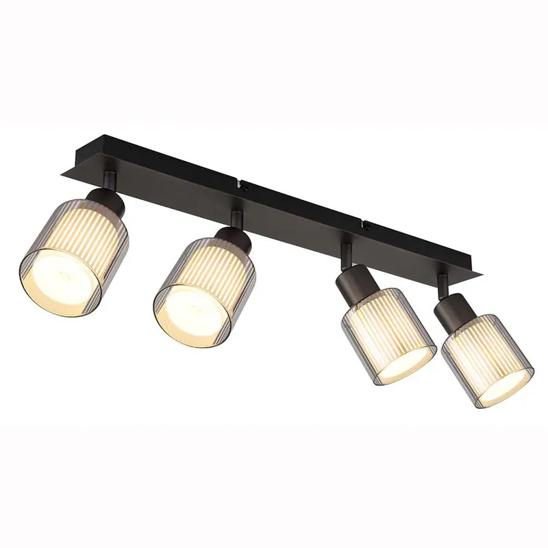 Shop Nu Plafondlamp, metaal, mat zwart, opaalglas, L 56 cm