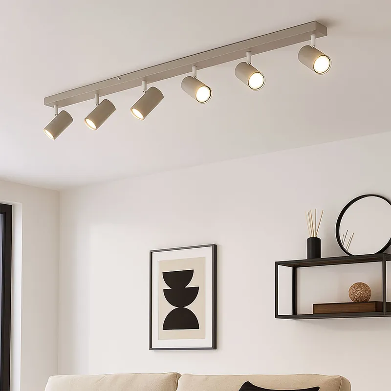 Aanbieding Plafondlamp, metaal, zandkleurig, draaibaar, L 115 cm