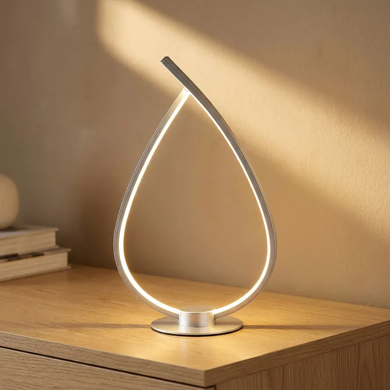 Superprijs LED tafellamp, zilver, opaal, H 37,5 cm