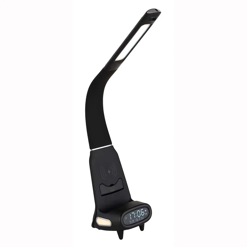 LED tafellamp, satijnzwart, nachtlampje, klok, H 50cm Flitsaanbieding