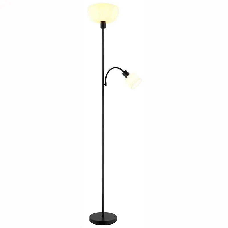 Staande lamp, metaal, mat zwart, opaal kappen, H 178 cm Op = Op