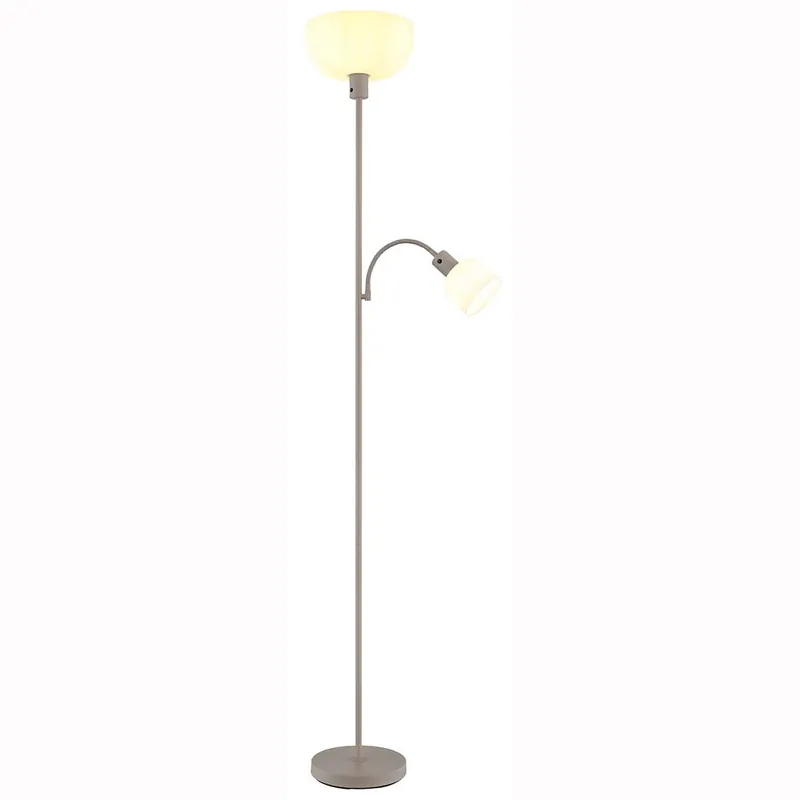 Betrouwbaar Staande lamp, metaal, zandkleurig mat, opaal kappen, H 178cm