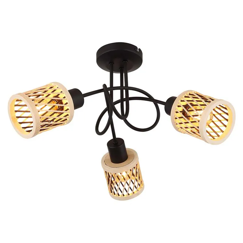 Nieuw Plafondlamp, bamboe, natuurlijke kleur, metaal, zwart, D 40 cm