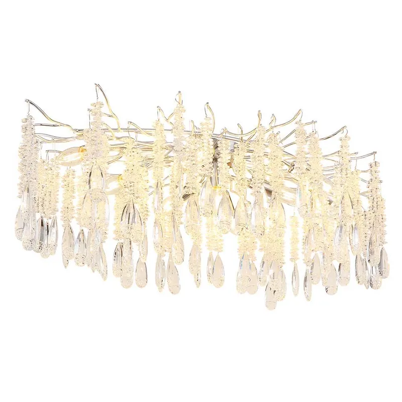 Plafondlamp, metaal, zilverkleurig, glazen kristallen, L 100 cm Rechtstreeks Van De Fabrikant