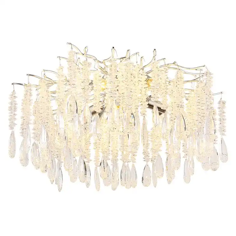 Finale Uitverkoop Plafondlamp, metaal, zilverkleurig, glazen kristallen, D 60 cm