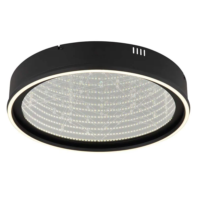 LED plafondlamp, mat zwart, glas 3D effect, D 40 cm Gereduceerde Prijs