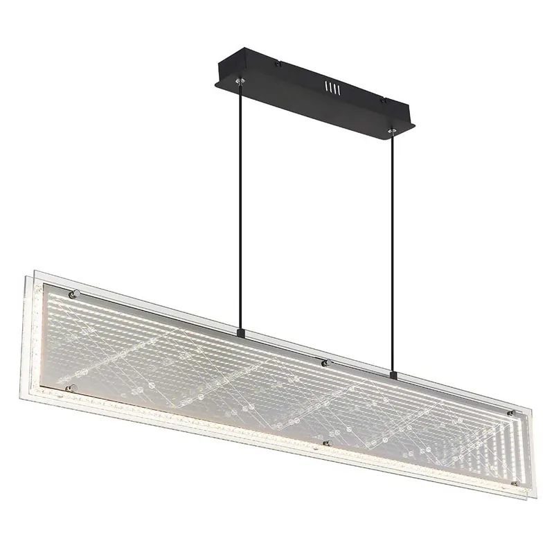 LED hanglamp, mat zwart, glas 3D effect, L 113 cm Betrouwbaar