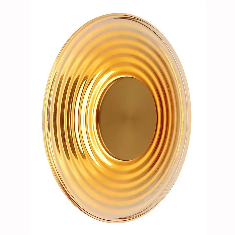 LED wandlamp, mat messing, amberkleurig glas, D 30 cm Premium