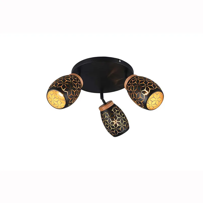 Aanbieding Plafondlamp, metaal, zwart, goud, E14, draaibaar, H 27 cm