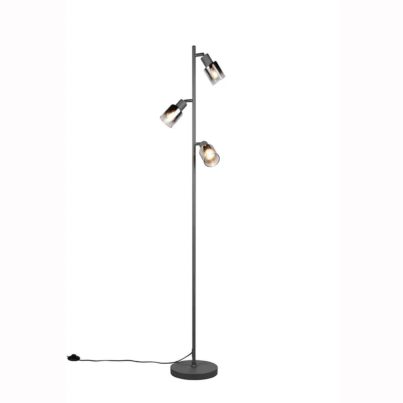 Staande lamp, metaal, zwart, E14, 3-lichts, voetschakelaar, H 154 cm Bestel Nu