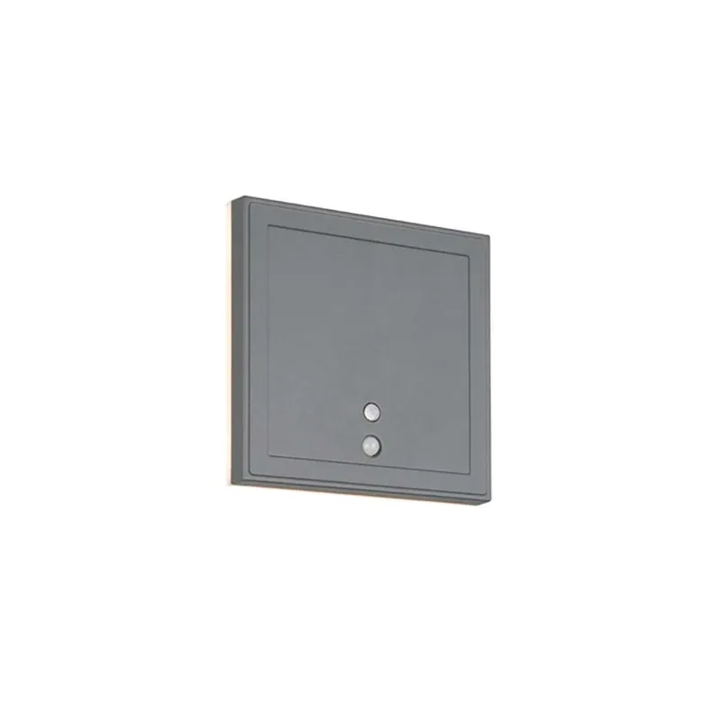 LED wandlamp, aluminium, antraciet, sensor, batterij, H 14 cm Premium