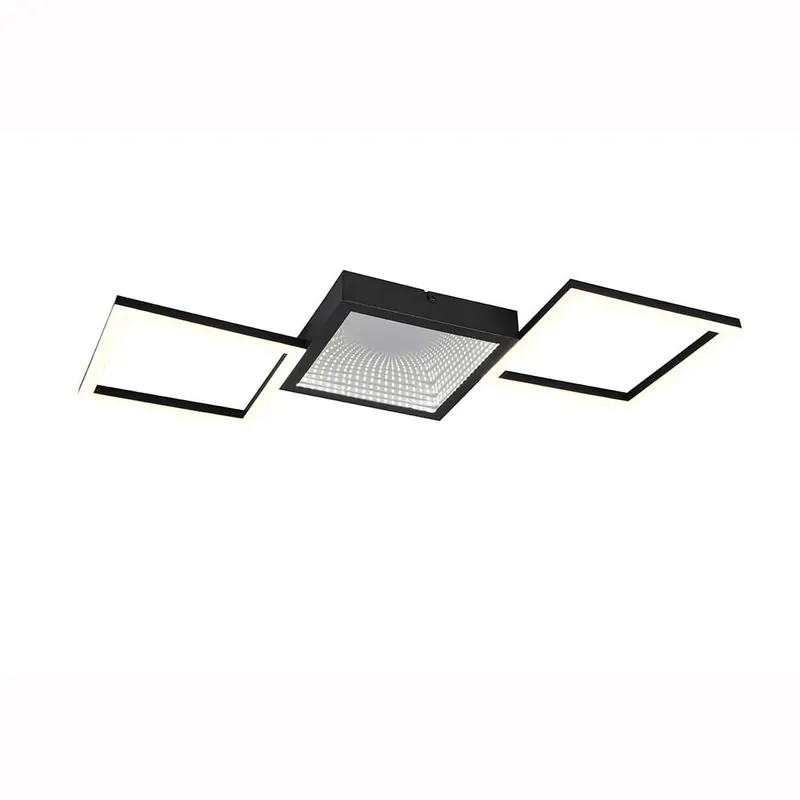 LED plafondlamp, metaal, mat zwart, schakeldimmer, B 66cm Korting