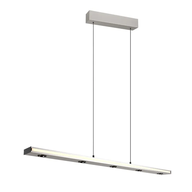 Lage Kosten LED hanglamp, mat nikkel, omhoog en omlaag, H 200 cm