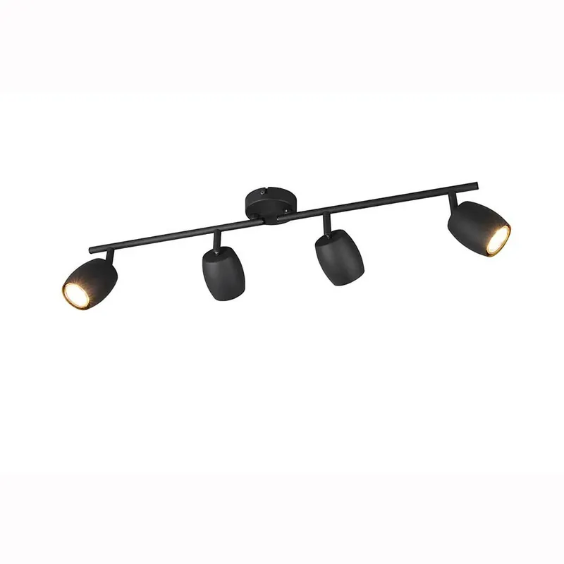 Plafondlamp, metaal, zwart, GU10, 4-lamps, B 70,5 cm Actieprijs